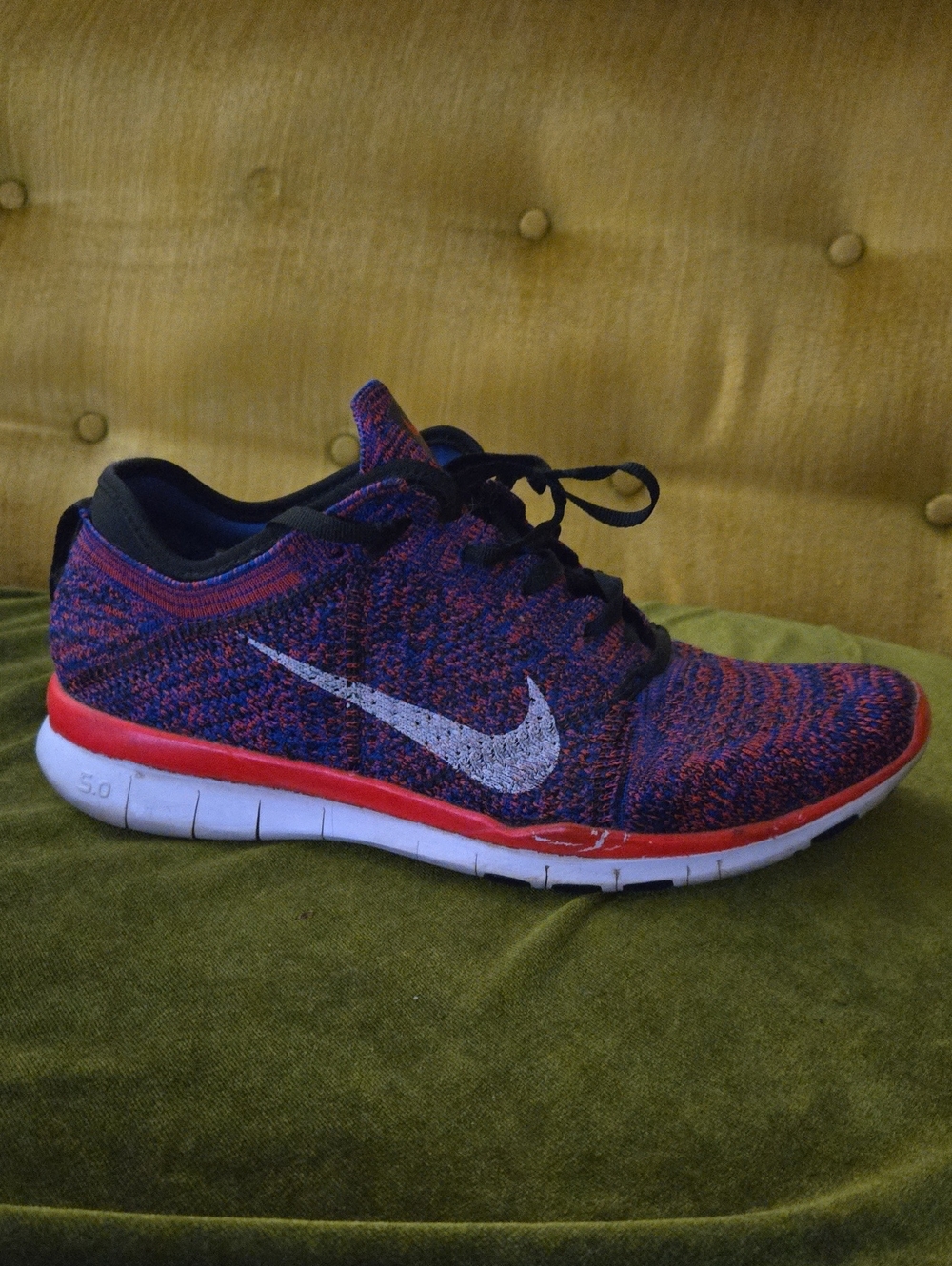 Nike Multicolor Flyknit Trainer - Red and Blue Womens 8.5